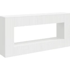 vidaXL Konsolbord Randig Vit 155 x 29 x 74 cm Konstruerat trä