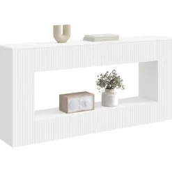 vidaXL Konsolbord Randig Vit 155 x 29 x 74 cm Konstruerat trä