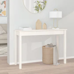 vidaXL Konsolbord vit 110x40x75 cm massiv furu
