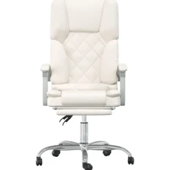 vidaXL Kontorsstol med massage gräddvit konstläder