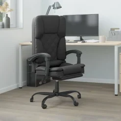Outlet vidaXL Kontorsstol med massage konstläder Svart