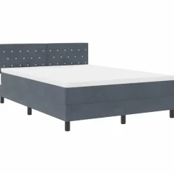 vidaXL LED Box Säng med madrass med led Mörkgrå 140 x 190 cm Sammet