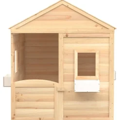 vidaXL Lekstuga med låsbar dörr och blomkrukor massivt granträ