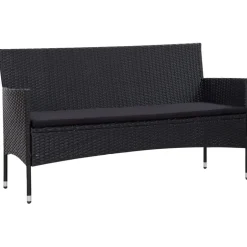 Outlet vidaXL Loungegrupp med dynor 5 delar konstrotting Svart
