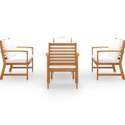Discount vidaXL Loungegrupp med dynor 5 delar massivt akaciaträ Kräm