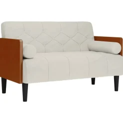 vidaXL Loveseat soffa med dynor gräddvit 110 cm sammet