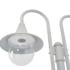 vidaXL Lyktstolpe för trädgård E27 220 cm aluminium 2 lyktor vit