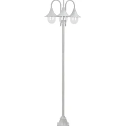 Hot vidaXL Lyktstolpe för trädgård E27 220 cm aluminium 3 lyktor Vit