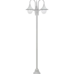 Hot vidaXL Lyktstolpe för trädgård E27 220 cm aluminium 3 lyktor Vit