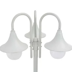 Hot vidaXL Lyktstolpe för trädgård E27 220 cm aluminium 3 lyktor Vit