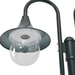 vidaXL Lyktstolpe för trädgård E27 220 cm aluminium 2 lyktor Mörkgrön