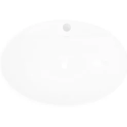 vidaXL Lyxigt keramisk handfat oval med överflöds- & kranhål