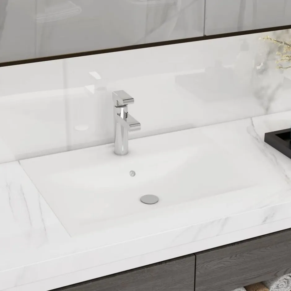 Clearance vidaXL Lyxigt rektangulärt handfat 60 x 46 cm keramiskt Vit