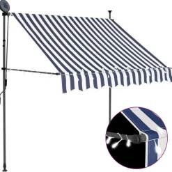 vidaXL Markis manuellt infällbar med LED 100 cm blå och vit