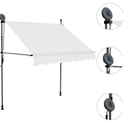 vidaXL Markis manuellt infällbar med LED 100 cm gräddvit