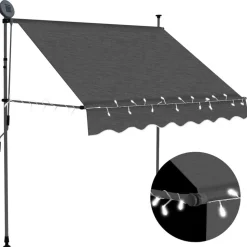 vidaXL Markis manuellt infällbar med LED 100 cm antracit