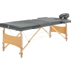vidaXL Massagebänk med 3 zoner träram antracit 186x68 cm