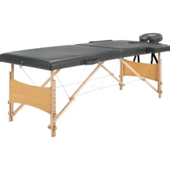 New vidaXL Massagebänk med 2 zoner träram 186x68 cm Antracit