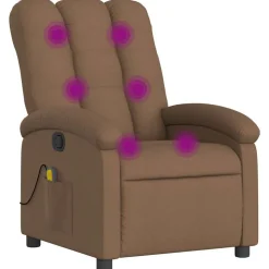vidaXL Massagefåtölj brun tyg