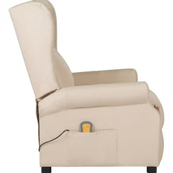 Best vidaXL Massagefåtölj gräddvit tyg Kräm