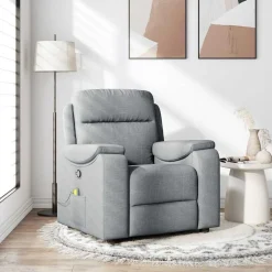 vidaXL Massagefåtölj ljusgrå tyg