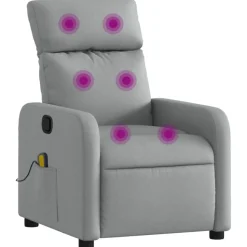 vidaXL Massagefåtölj ljusgrå tyg