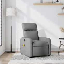 vidaXL Massagefåtölj ljusgrå tyg