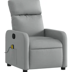 vidaXL Massagefåtölj ljusgrå tyg