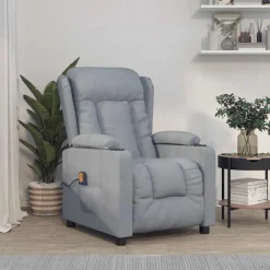 vidaXL Massagefåtölj tyg Ljusgrå