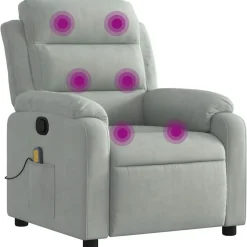 vidaXL Massagefåtölj ljusgrå sammet