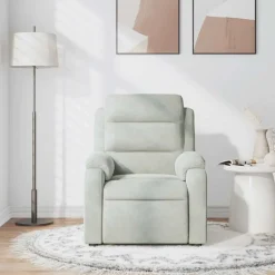 vidaXL Massagefåtölj ljusgrå sammet