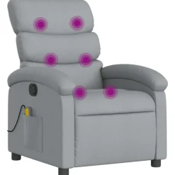 New vidaXL Massagefåtölj tyg Ljusgrå