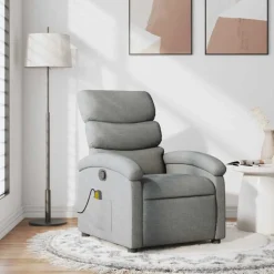 New vidaXL Massagefåtölj tyg Ljusgrå