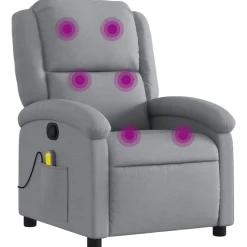 vidaXL Massagefåtölj tyg Ljusgrå