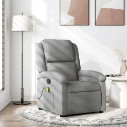 vidaXL Massagefåtölj tyg Ljusgrå