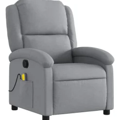 vidaXL Massagefåtölj tyg Ljusgrå