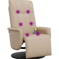 vidaXL Massagefåtölj med fotstöd cappuccino konstläder