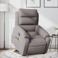 vidaXL Massagefåtölj med uppresningshjälp taupe tyg