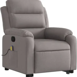 vidaXL Massagefåtölj med uppresningshjälp taupe tyg