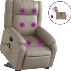 vidaXL Massagefåtölj med uppresningshjälp cappuccino konstläder