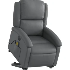 vidaXL Massagefåtölj med uppresningshjälp grå konstläder