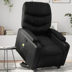 New vidaXL Massagefåtölj med uppresningshjälp konstläder Svart