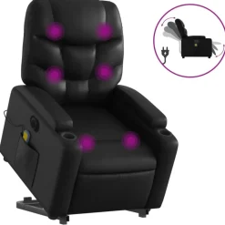 Discount vidaXL Massagefåtölj med uppresningshjälp konstläder Svart