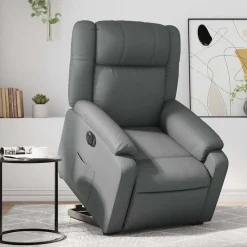 vidaXL Massagefåtölj med uppresningshjälp grå konstläder