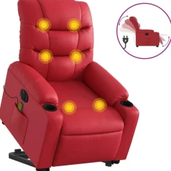 Discount vidaXL Massagefåtölj med uppresningshjälp konstläder Röd