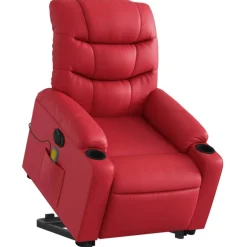 Discount vidaXL Massagefåtölj med uppresningshjälp konstläder Röd