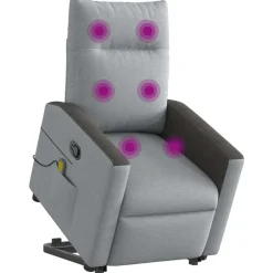 Hot vidaXL Massagefåtölj med uppresningshjälp tyg Ljusgrå