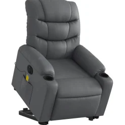 vidaXL Massagefåtölj med uppresningshjälp grå konstläder