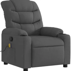 vidaXL Massagefåtölj mörkgrå tyg