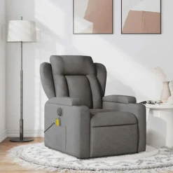 New vidaXL Massagefåtölj tyg Mörkgrå